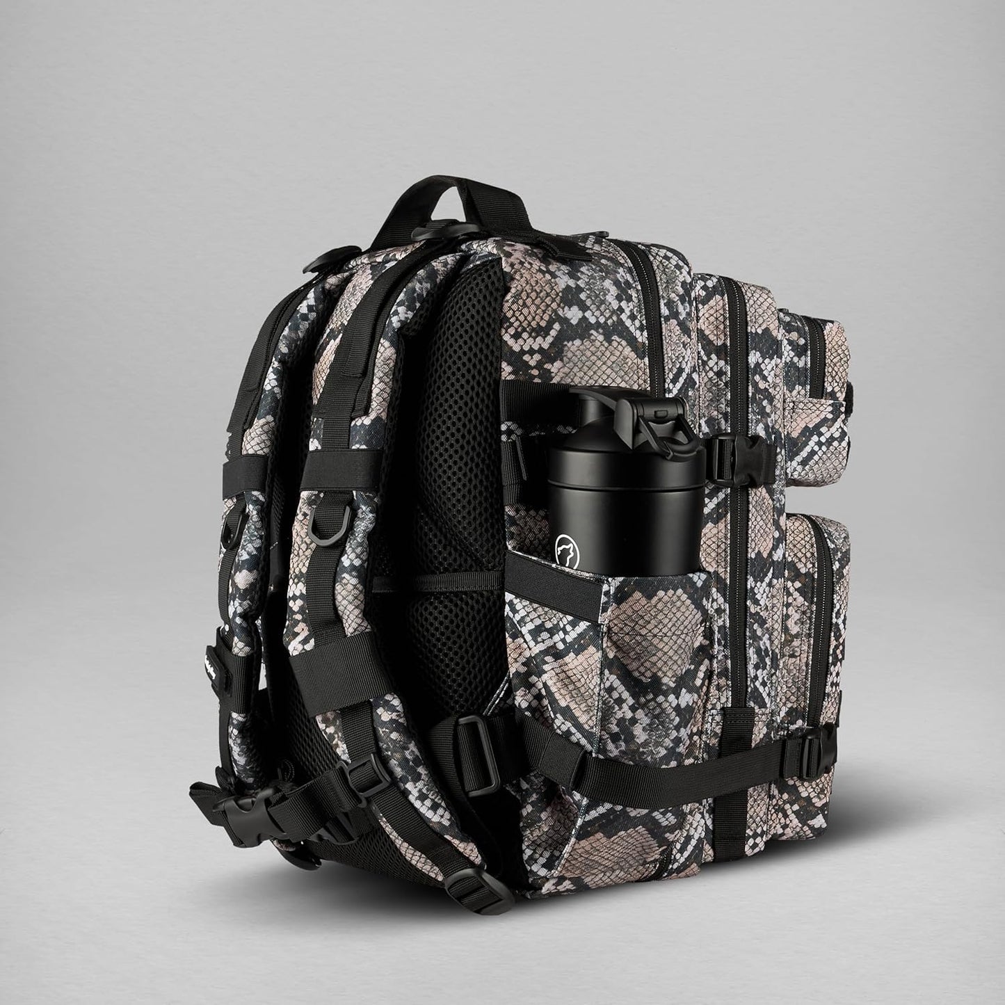 WOLFpak 35L Tactical Gym Backpack (Alpha Black) Durable 1000D Waterproof Oxford Material with MOLLE Webbing, Laptop Pocket & Dual Cup Holders, Durable Fitness/Travel/Military Daypack