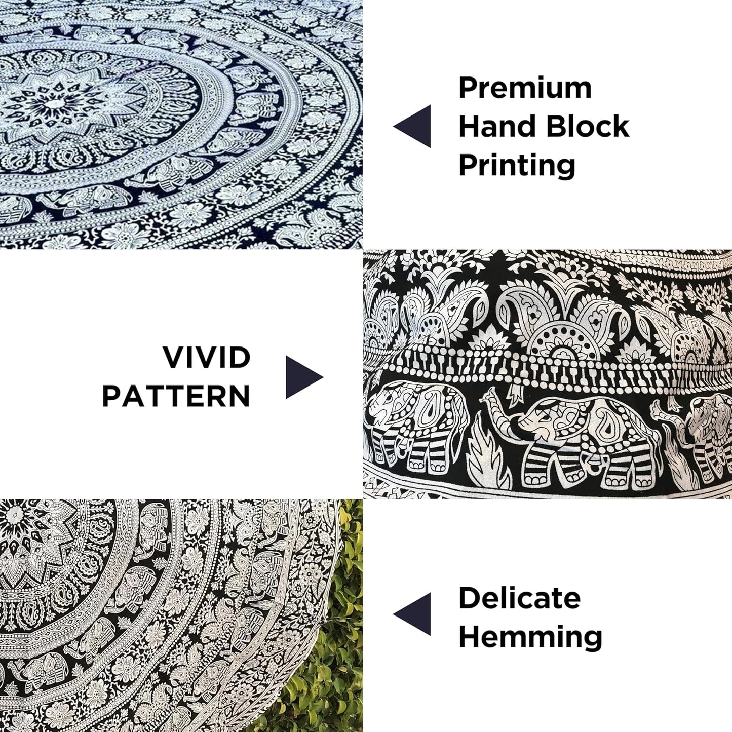raajsee Purple Round Beach Tapestry Hippie/Boho Beach Blanket Mandala/Indian Cotton Throw - Round Tablecloth/Home Decor/Indie Rug Yoga Mat Meditation Picnic Rugs 127 CM / 50 INCHE Circle
