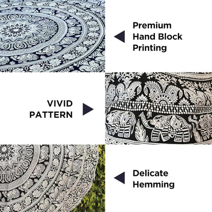 raajsee Purple Round Beach Tapestry Hippie/Boho Beach Blanket Mandala/Indian Cotton Throw - Round Tablecloth/Home Decor/Indie Rug Yoga Mat Meditation Picnic Rugs 127 CM / 50 INCHE Circle