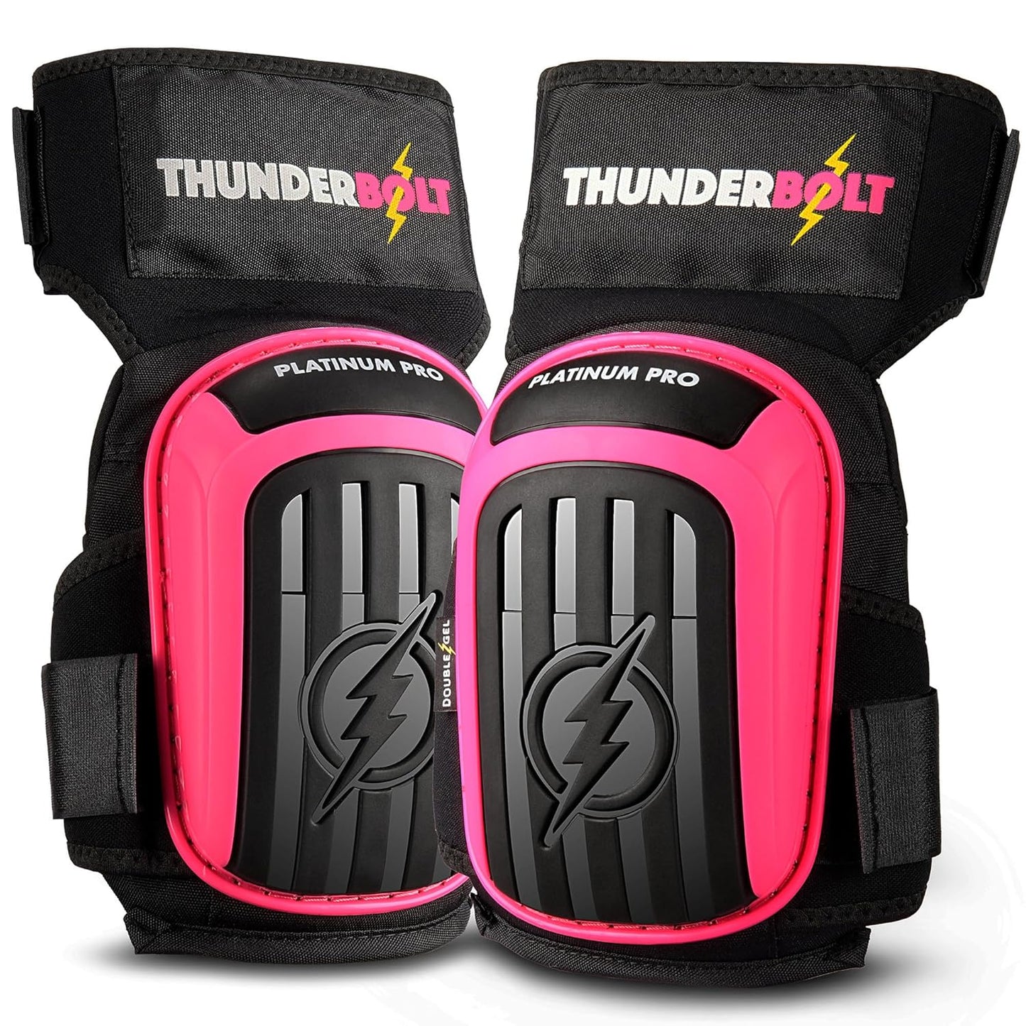 Thunderbolt Knee Pads for Men Construction Knee Pads for Work for Men and Women with Double Gel for Gardening Flooring Roofing Heavy Duty with Extra Thick Foam and Strong Adjustable Non-Slip Straps