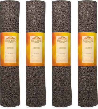 Mount Adams 4-Pack Granite XL Heavy Yoga Mat, 72” x 26” Cork and Natural Rubber Exercise Mat, 5mm Thick Workout Mat, Wet or Dry Non Slip Mat, Heavyweight Extra Large Gym Mat for Fitness or Pilates