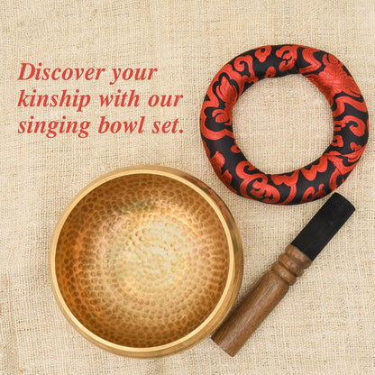 Tibetan Singing Bowl Set - Authentic Cuencos Tibetanos for Sound Healing, Meditation & Chakra Balancing - Includes Cushion, Mallet-Unique Spiritual Gifts for Women and Men (7 Chakra Hand Hammered Set)