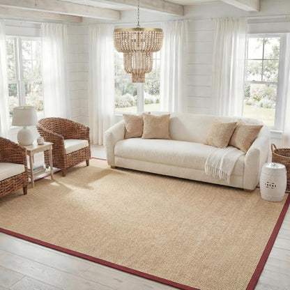 SAFAVIEH Area Rug 11x15 - Natural Fiber Collection - Large - Maize & Linen Color, Sisal, Woven Design with Border (NF141B) - Colors A