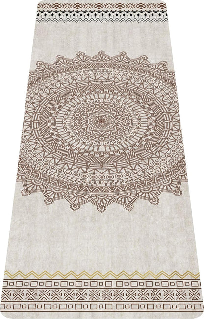 nuveti Printed Travel Yoga Mat-1/16 Inch Thick Non Slip Fitness Workout Mat with Carrying Bag, Foldable Lightweight Suede & Natural Rubber Yoga Mat for Yoga Pilates and Fitness 72" L x 24" W x 1.5mm