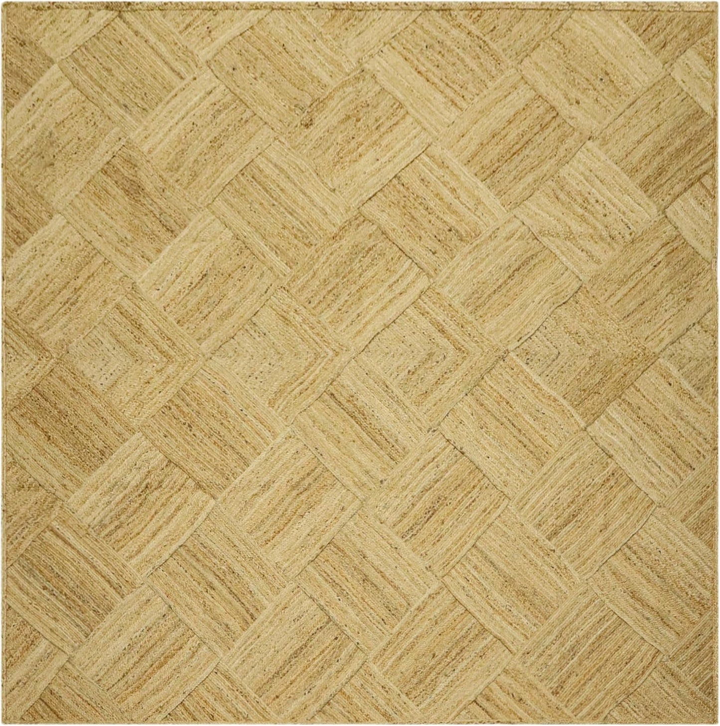Hand Braided Jute 4 Ft Square Kilim Rug Flatweave Pink Geometric Pattern Jute Sisal Rug, Thick 0.27 Inch Indoor Outdoor Carpet for Kitchen, Bedside, Yoga Mat - Colors A