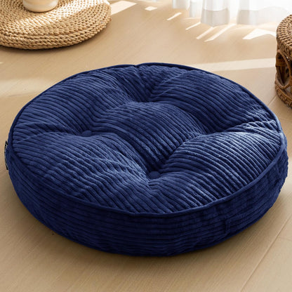 HIGOGOGO Floor Pillow Cushion for Adults, Meditation Cushion Pillow, Large Square Floor Sitting, Tufted Corduroy Cover, for Tatami Living Room or Yoga, 22x22 Inch, Dark Grey