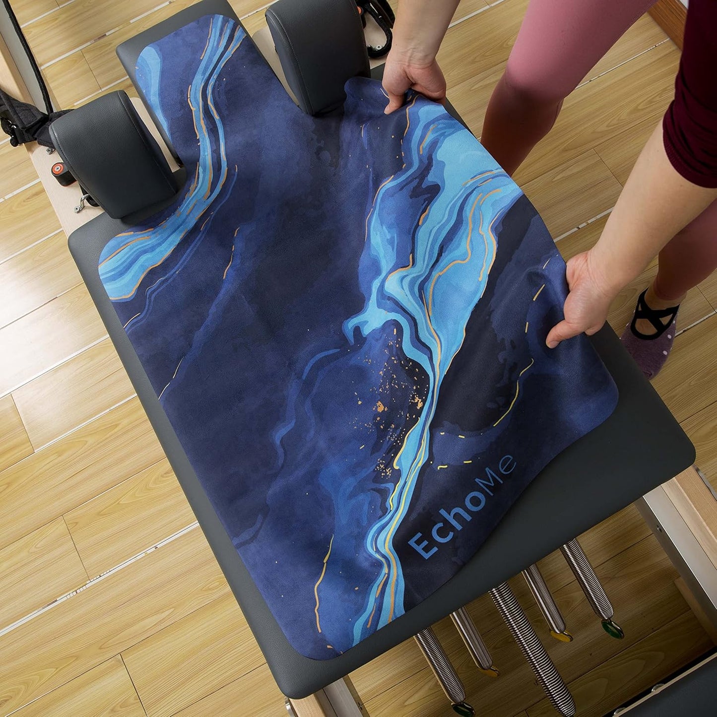 Echome Pilates Reformer Mat Towel with Shoulders, Pilates Reformer Cover with Great Grip, Easy to Wash Light Weight Portable