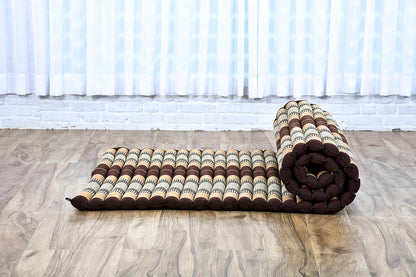Leewadee - Kapok Roll Mat – Handcrafted Folding Sleep & Relaxation Mattress from Thailand, Ideal as Guest Bed, Camping Mat, Yoga Mat or Traditional Futon, 75 x 39 inches, Anthracite
