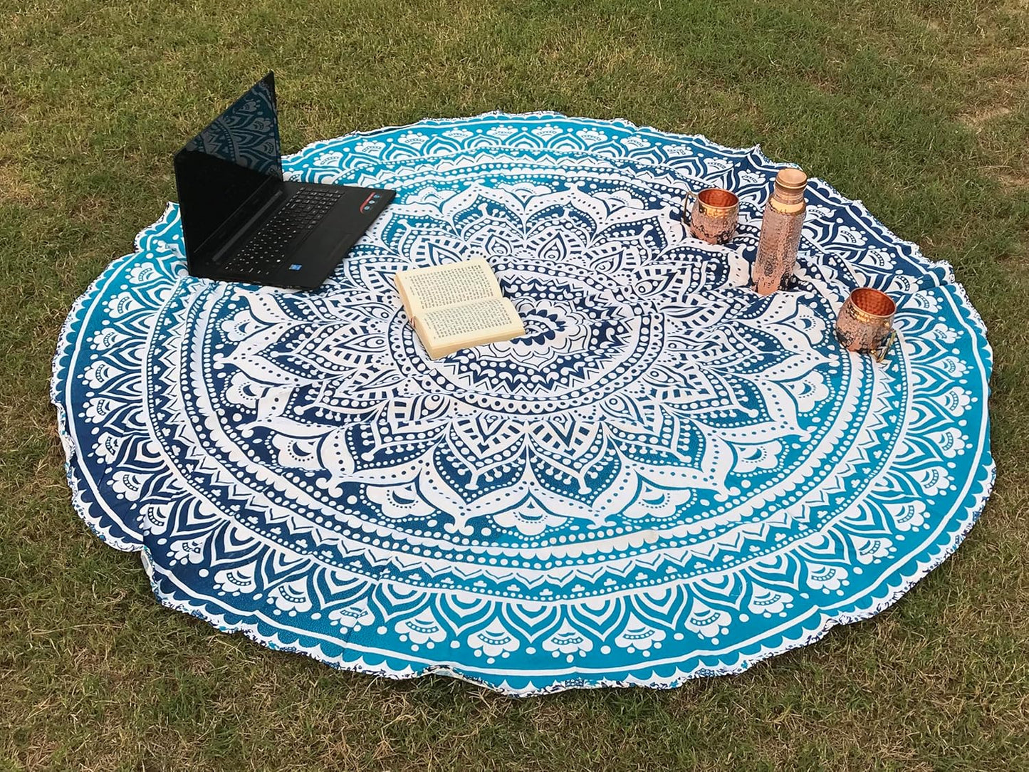 raajsee Purple Round Beach Tapestry Hippie/Boho Beach Blanket Mandala/Indian Cotton Throw - Round Tablecloth/Home Decor/Indie Rug Yoga Mat Meditation Picnic Rugs 127 CM / 50 INCHE Circle