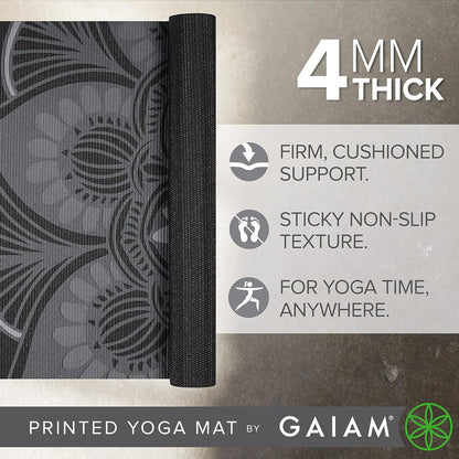 Gaiam Print Yoga Mat, Non Slip Exercise & Fitness Mat for All Types of Yoga, Pilates & Floor Exercises