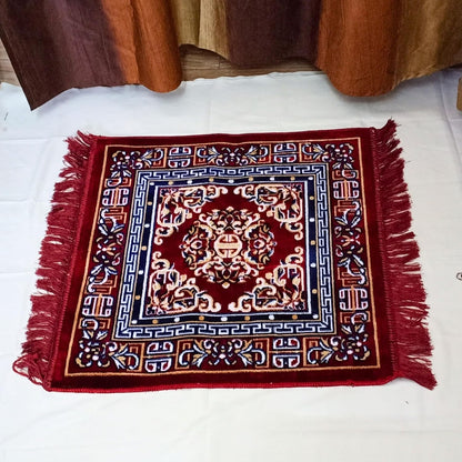 Pooja Aasan in Velvet for puja and Yoga Meditation Rug, Prayer Mattress Mat 1 Pcs (24" inch) Multi Purpose Pooja Cloth Aasan, Car Seat Cover, Sofa Set, Laptop Ethnic Design Home Decor Mat Rug Carpet