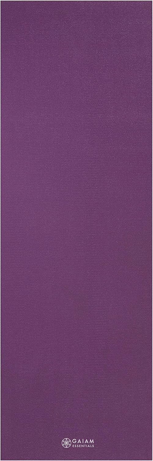 Gaiam Essentials 1/4" Thin (6mm) Yoga & Pilates, Fitness & Exercise Mat with Easy-Cinch Carrier Strap Cusion Support For Fitness and Gym Workouts