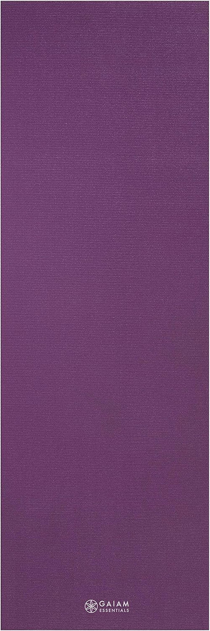 Gaiam Essentials 1/4" Thin (6mm) Yoga & Pilates, Fitness & Exercise Mat with Easy-Cinch Carrier Strap Cusion Support For Fitness and Gym Workouts