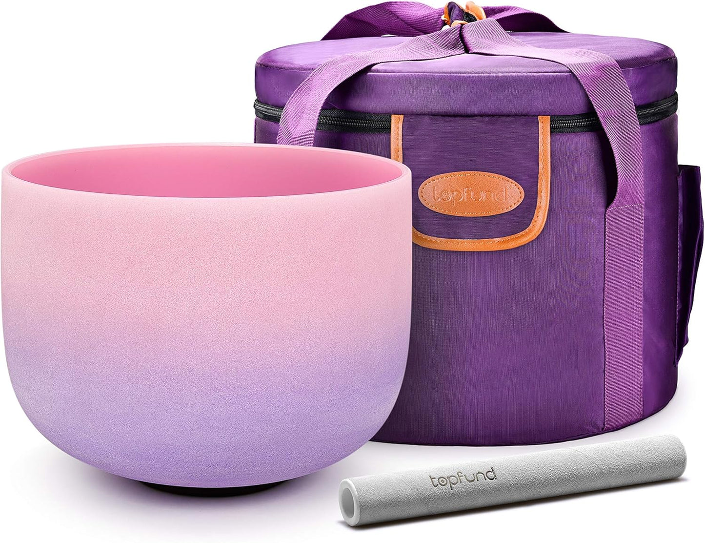 TOPFUND Pink Purple F Note Crystal Singing Bowl Heart Chakra 8 inch with Suede Mallet