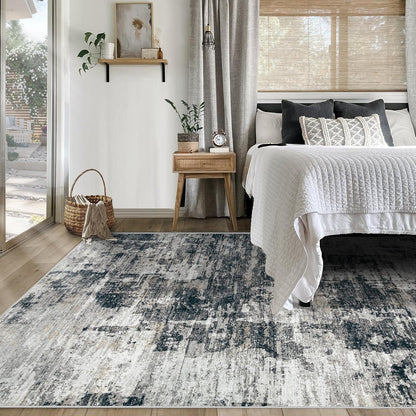 XLUEZ 8x10 Area Rugs for Living Room, Washable Modern Abstract Large Area Rug Neutral Soft Non Slip Kids Rug Stain Resistant Indoor Carpet for Bedroom Nursery Dining Children's Room(Blue, 8'x10')
