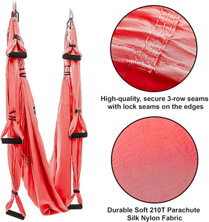 Aerial Yoga Swing Set - Hammock Hanging Swing - Sling Inversion Fly Kit - Antigravity Yoga Sling - Suspension Trapeze