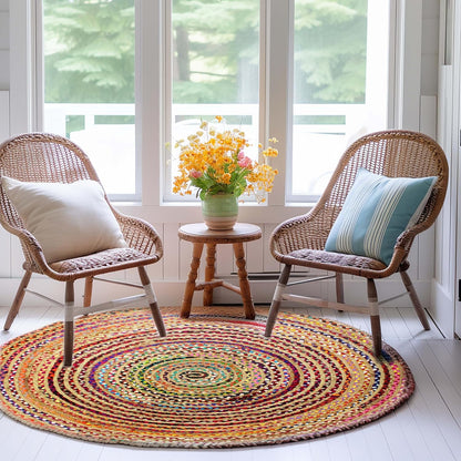 COTTON CRAFT Jute Rug - 2 Pack Braided 100% Jute Door Mat - Woven Neutral Reversible Small Rug - Entryway Kitchen Living Room Bedroom Bathroom Farmhouse Rustic Boho Throw Mat - 22 x 34 - Natural