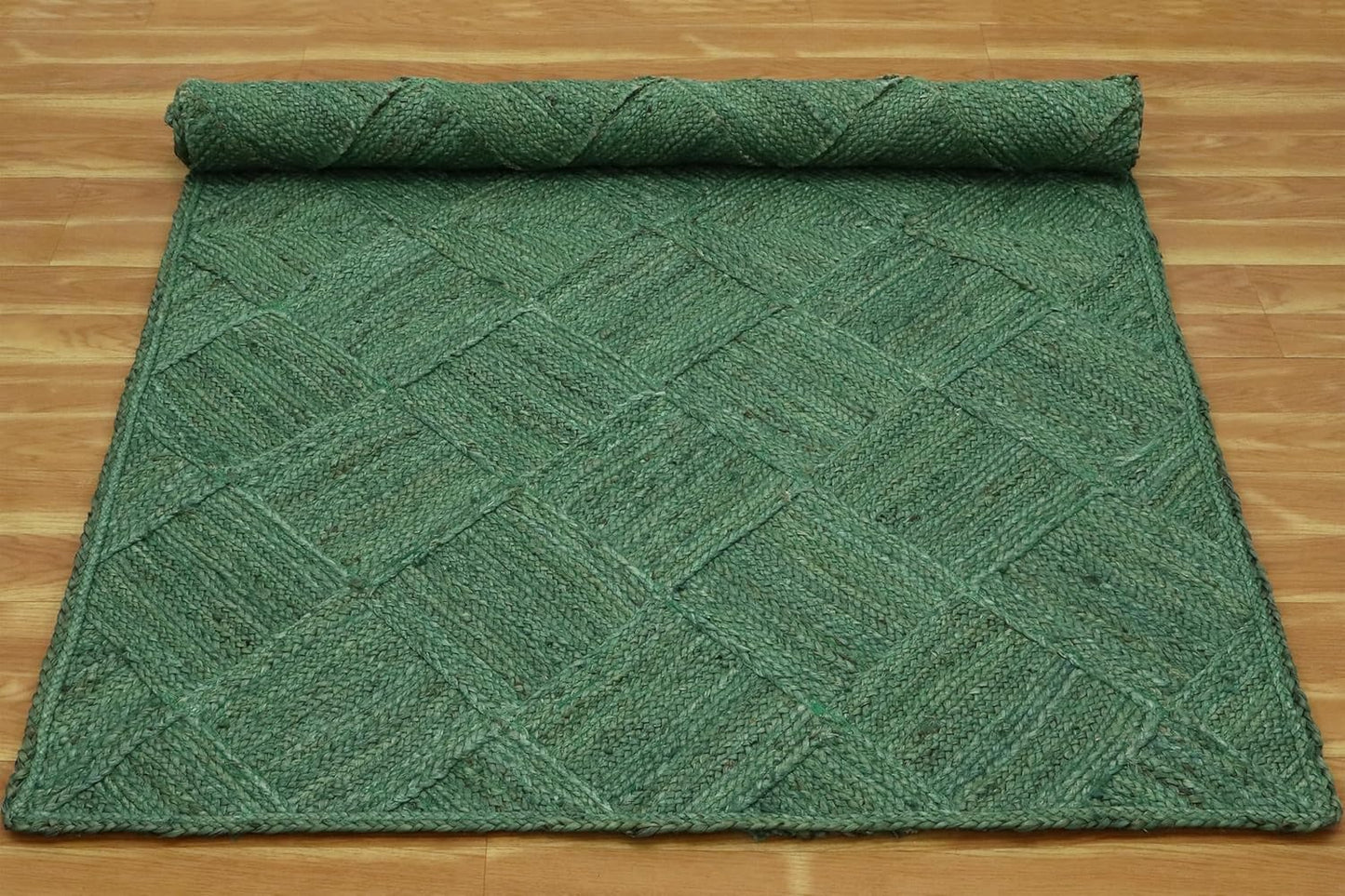 Hand Braided Jute 4 Ft Square Kilim Rug Flatweave Pink Geometric Pattern Jute Sisal Rug, Thick 0.27 Inch Indoor Outdoor Carpet for Kitchen, Bedside, Yoga Mat - Colors C