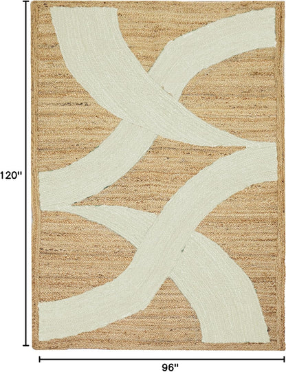 Premium Quality Jute Rug 4x6 Feet Area Rug Natural Fiber Jute Rugs Thick 0.27" Black Abstract Pattern Geometric Rugs for Kids Room, Living Room, Yoga Mat, Indoor Outdoor Carpet - Colors C