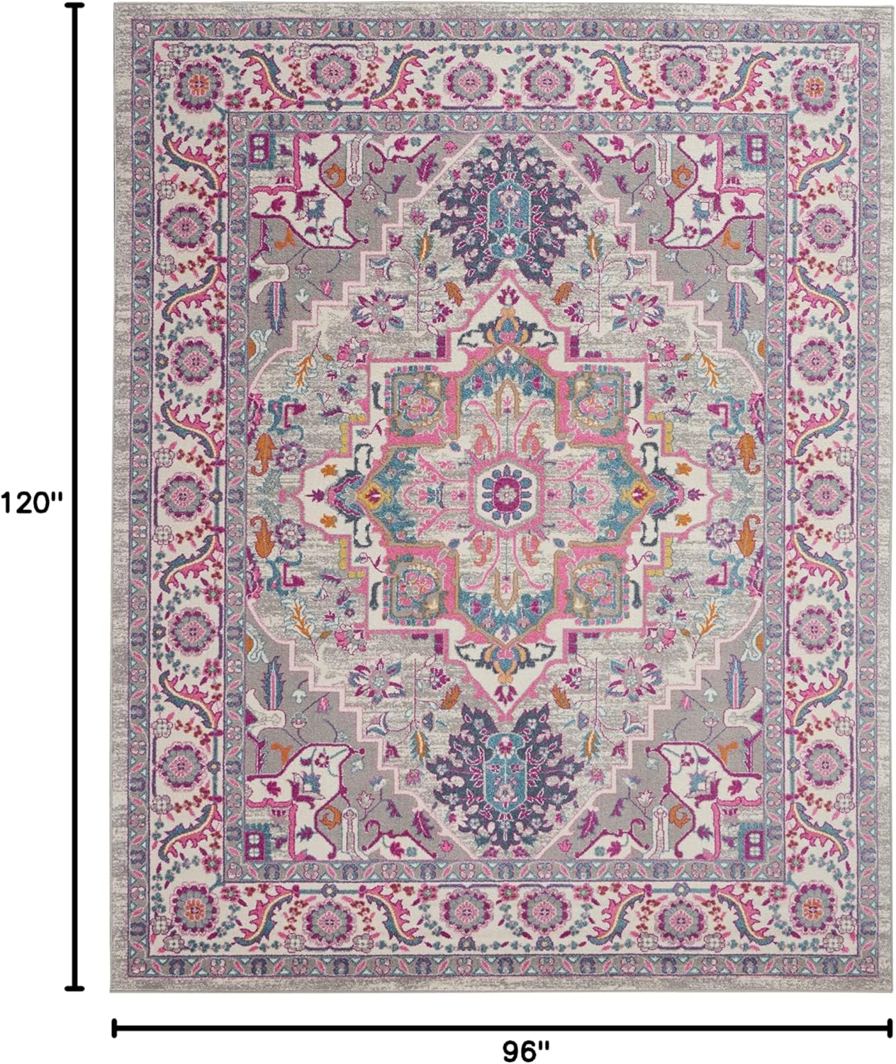 Nourison Home Passion Teal Multicolor 9' x 12' Area Rug - Easy Clean, Non Shedding, Bed Room, Living Room, Dining Room, Kitchen (9' x 12')