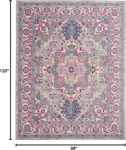 Nourison Home Passion Teal Multicolor 9' x 12' Area Rug - Easy Clean, Non Shedding, Bed Room, Living Room, Dining Room, Kitchen (9' x 12')