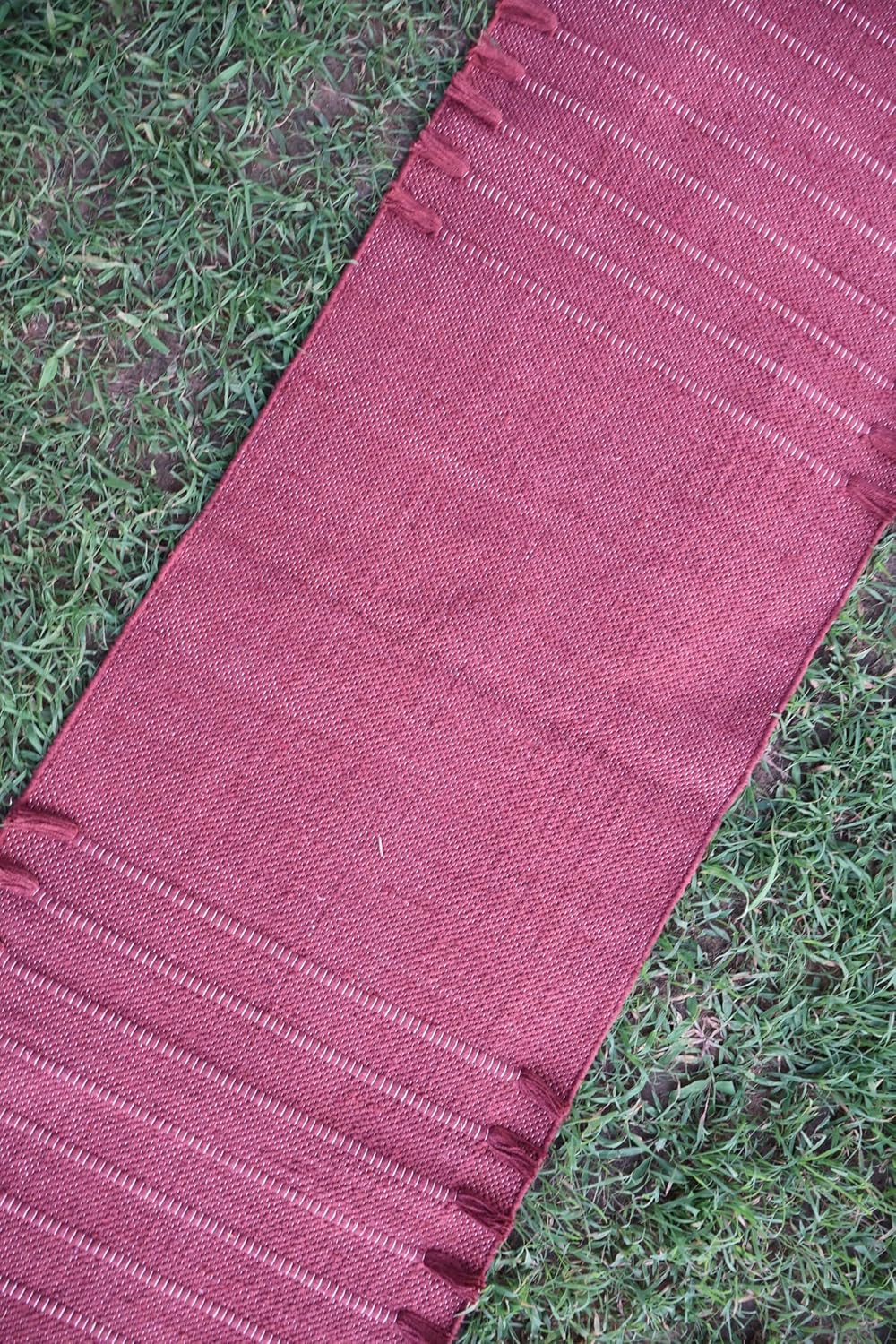 EcoComfort Cotton Yoga Mat - Hand-Woven, Extra-Thick for Ultimate Home Fitness - Durable & Stylish Yoga Rug (24”x72”x5mm)