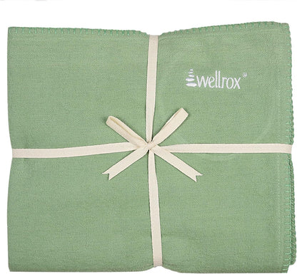 Wellrox Yoga Blanket 100% Indian Cotton - Perfect for Restorative Yoga, Shavasana, and Meditation (GREEN)