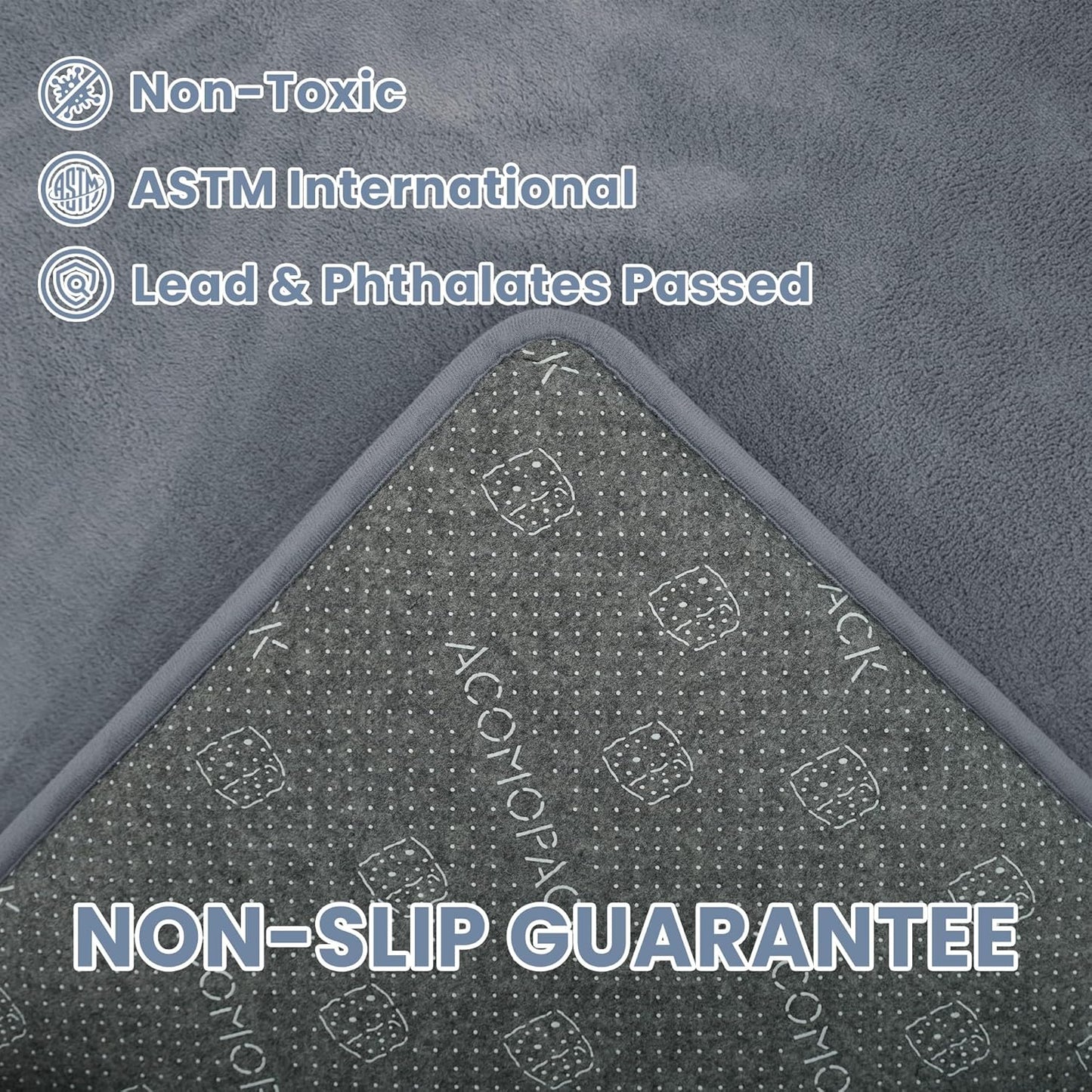 ACOMOPACK 1.3" Thick Baby Play Mat for Floor 79x118"-Large Water-Repellent&Non-Slip Memory Foam Mat for Kids,Toddlers,Soft Velvet Nursery Rug for Tummy Time&Crawling,Yoga,Tatami Style(Blue)