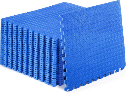 ProsourceFit Exercise Puzzle Mat ½-inch, EVA Interlocking Foam Floor Tiles for Home Gym, Workout Equipment, Kids Play Areas, Black, 24 SQ FT - 6 Tiles