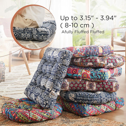 Codi Boho Floor Pillow, Large Meditation Cushion for Adults, Square Pillows Seating for Yoga Living Room Tatami Sitting Home Decor, Memory Foam Added, 22x22 Inch, Multi Patchwork