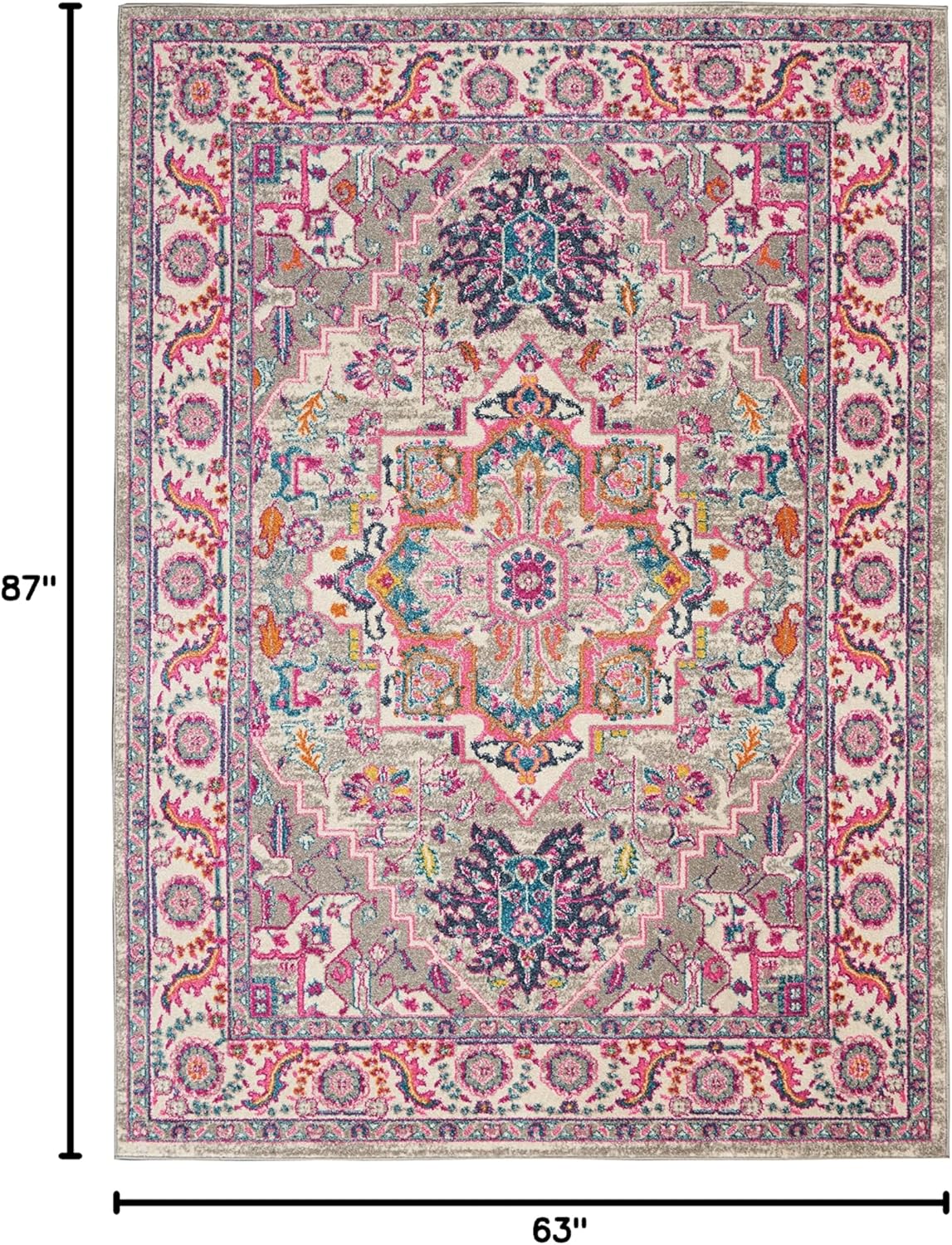 Nourison Home Passion Teal Multicolor 9' x 12' Area Rug - Easy Clean, Non Shedding, Bed Room, Living Room, Dining Room, Kitchen (9' x 12')