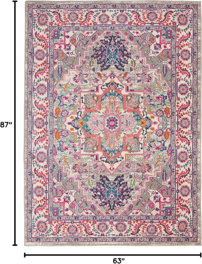 Nourison Home Passion Teal Multicolor 9' x 12' Area Rug - Easy Clean, Non Shedding, Bed Room, Living Room, Dining Room, Kitchen (9' x 12')