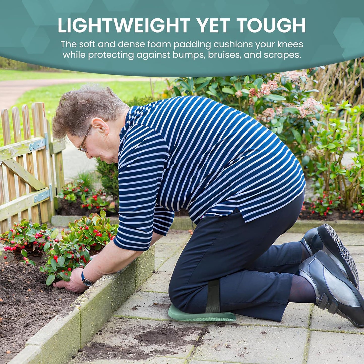 Garden Guru Cushioned Gardening Knee Pads with Adjustable Straps - Soft Inner Liner, Ultra Comfort Padding, Garden Kneelers for Yard Work, Cleaning, Household Chores, Roofing, and More 1 Pack