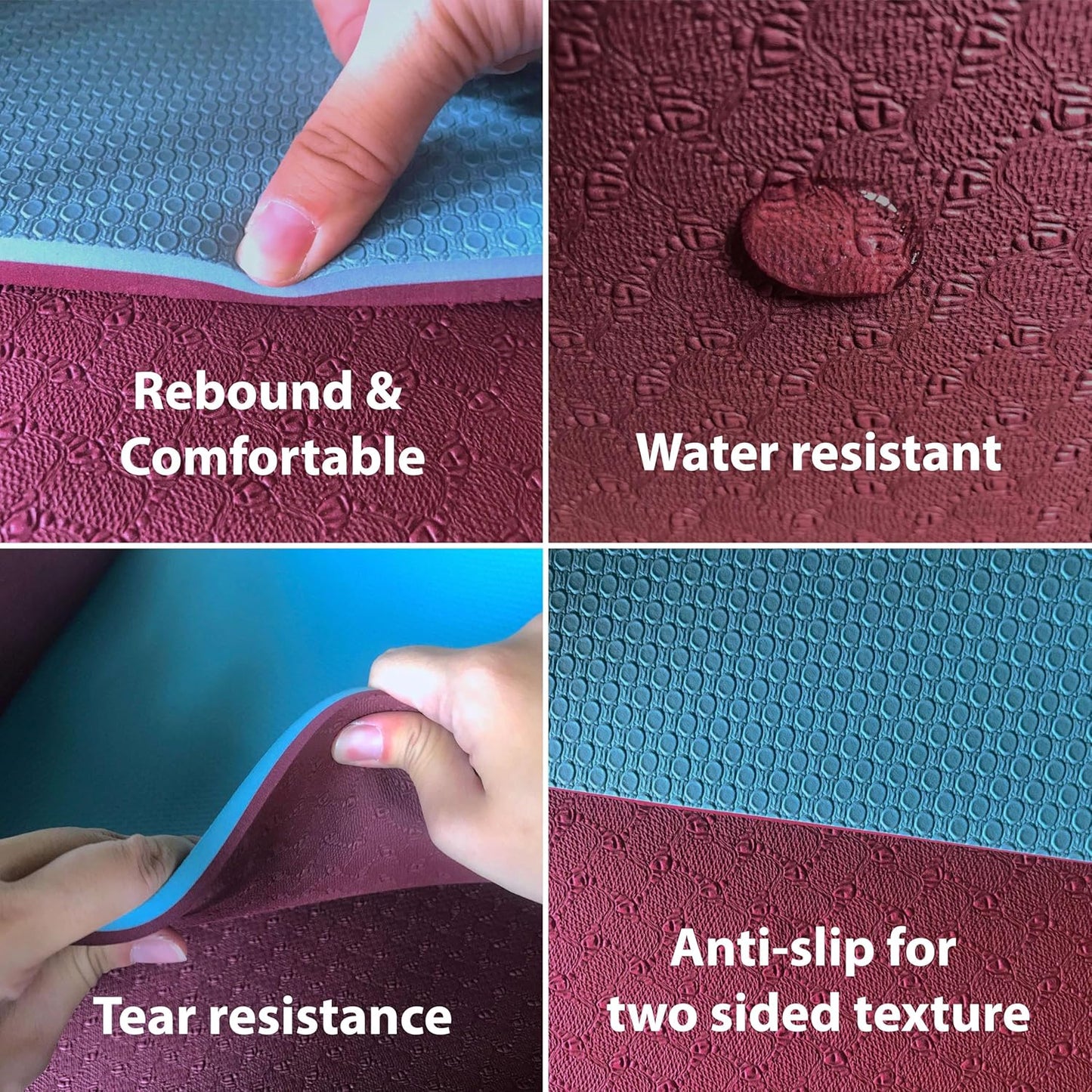 Extra Thick Exercise Yoga Mat with Strap - 2/5 Inch (10MM), Non-Slip Workout Mat for Yoga, Pilates, and Floor Exercises