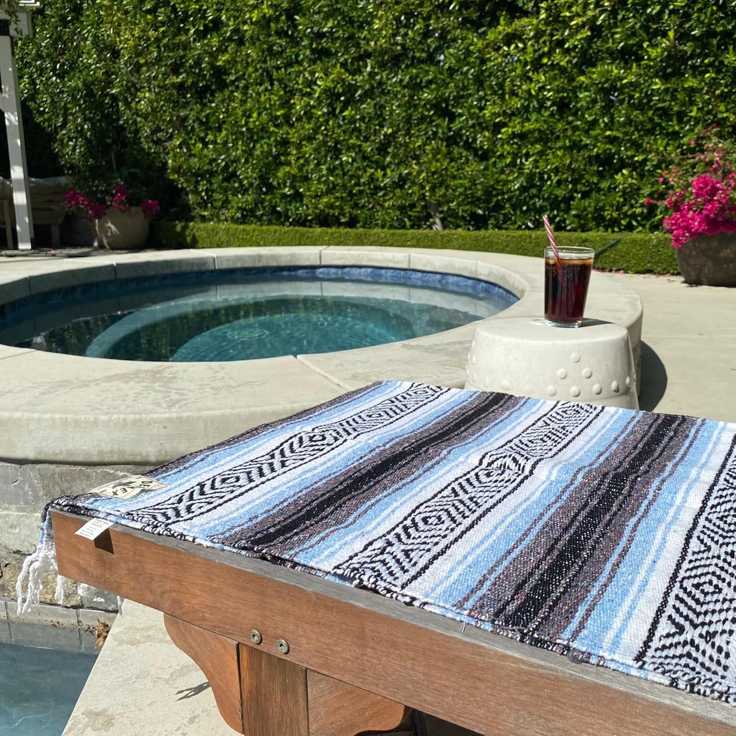 Del Mex Classic Mexican Blanket, Large Authentic Woven Falsa Throw (70"x50"), Artisan Southwest Décor for Beach, Yoga, Outdoors (Lavender)