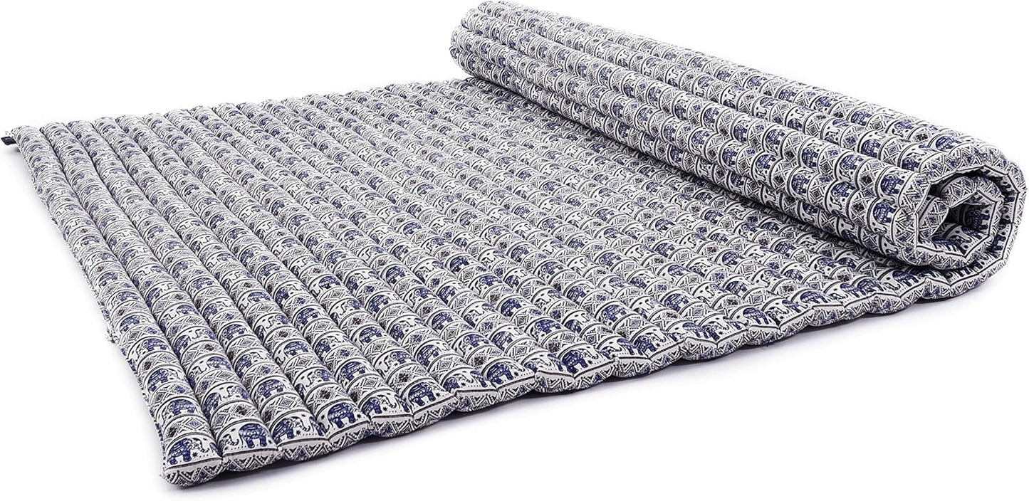 Leewadee - Kapok Roll Mat – Handcrafted Folding Sleep & Relaxation Mattress from Thailand, Ideal as Guest Bed, Camping Mat, Yoga Mat or Traditional Futon, 75 x 39 inches, Anthracite