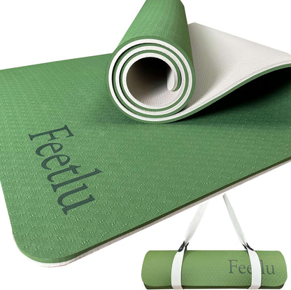 Yoga Mat with Strap – 10mm & 12mm Thick Yoga Mat, Non-Skid Dual Surface Workout Mat, Eco-Friendly POE Yoga Mats for Women Men Kids, Perfect Exercise Mat for Pilates, Yoga, and Floor Workouts, Includes Carrying Strap.