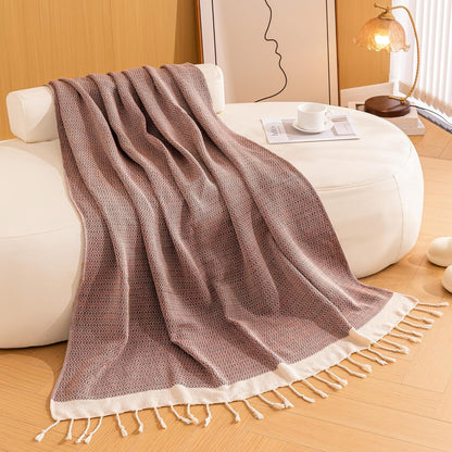 Peshtemania Premium Cotton Throw Blanket, 50x60 inches, Light Blue, Turkish Herringbone, Farmhouse Decor, Yoga Blanket, Picnic Blanket