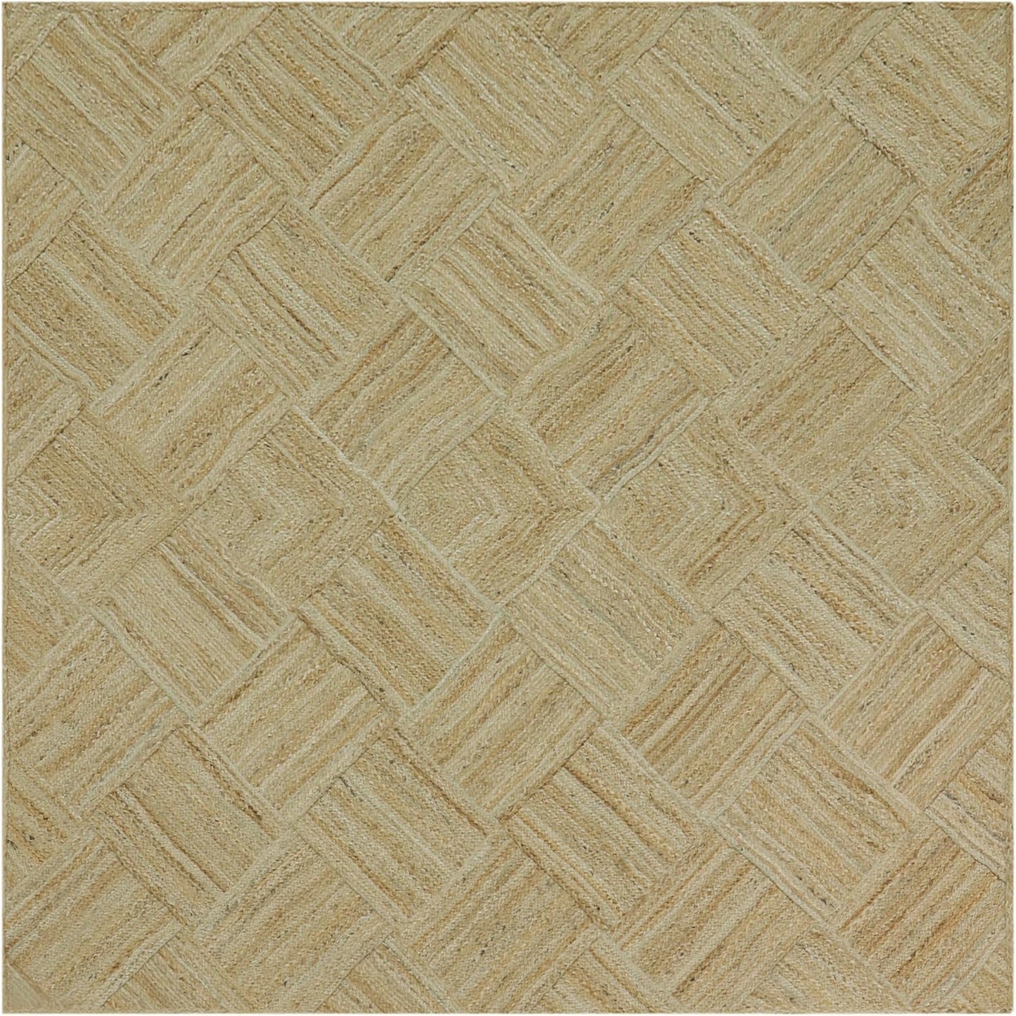 Hand Braided Jute 4 Ft Square Kilim Rug Flatweave Pink Geometric Pattern Jute Sisal Rug, Thick 0.27 Inch Indoor Outdoor Carpet for Kitchen, Bedside, Yoga Mat - Colors C