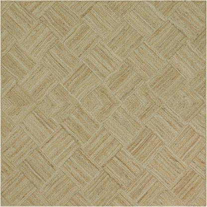 Hand Braided Jute 4 Ft Square Kilim Rug Flatweave Pink Geometric Pattern Jute Sisal Rug, Thick 0.27 Inch Indoor Outdoor Carpet for Kitchen, Bedside, Yoga Mat - Colors C
