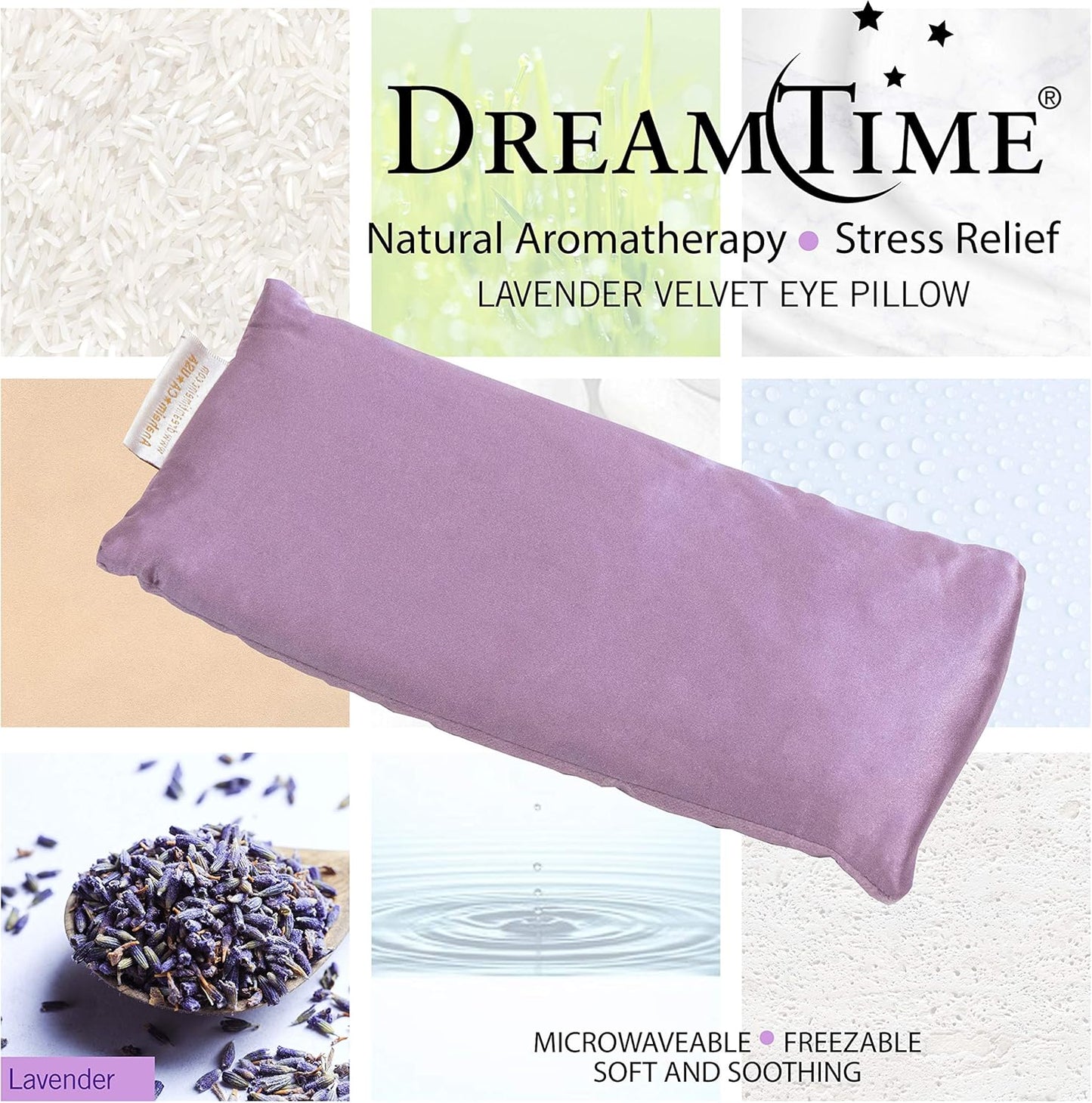 DreamTime Inner Peace Eye Pillow, Aromatherapy Lavender, Wellness and Relaxation Mask, Sooth Stress and Relieve Headaches, Purple Velvet