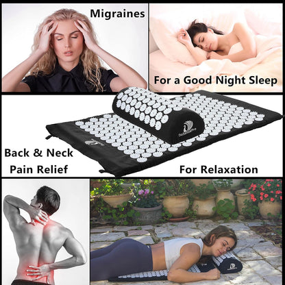 Acupressure Mat & Pillow Set – Extra-Long 29” Acupressure Therapy for Back & Neck Pain Relief, Sciatica, Stress Relief & Sleep Support – Includes Carry Bag & Hot/Cold Pack (Purple)