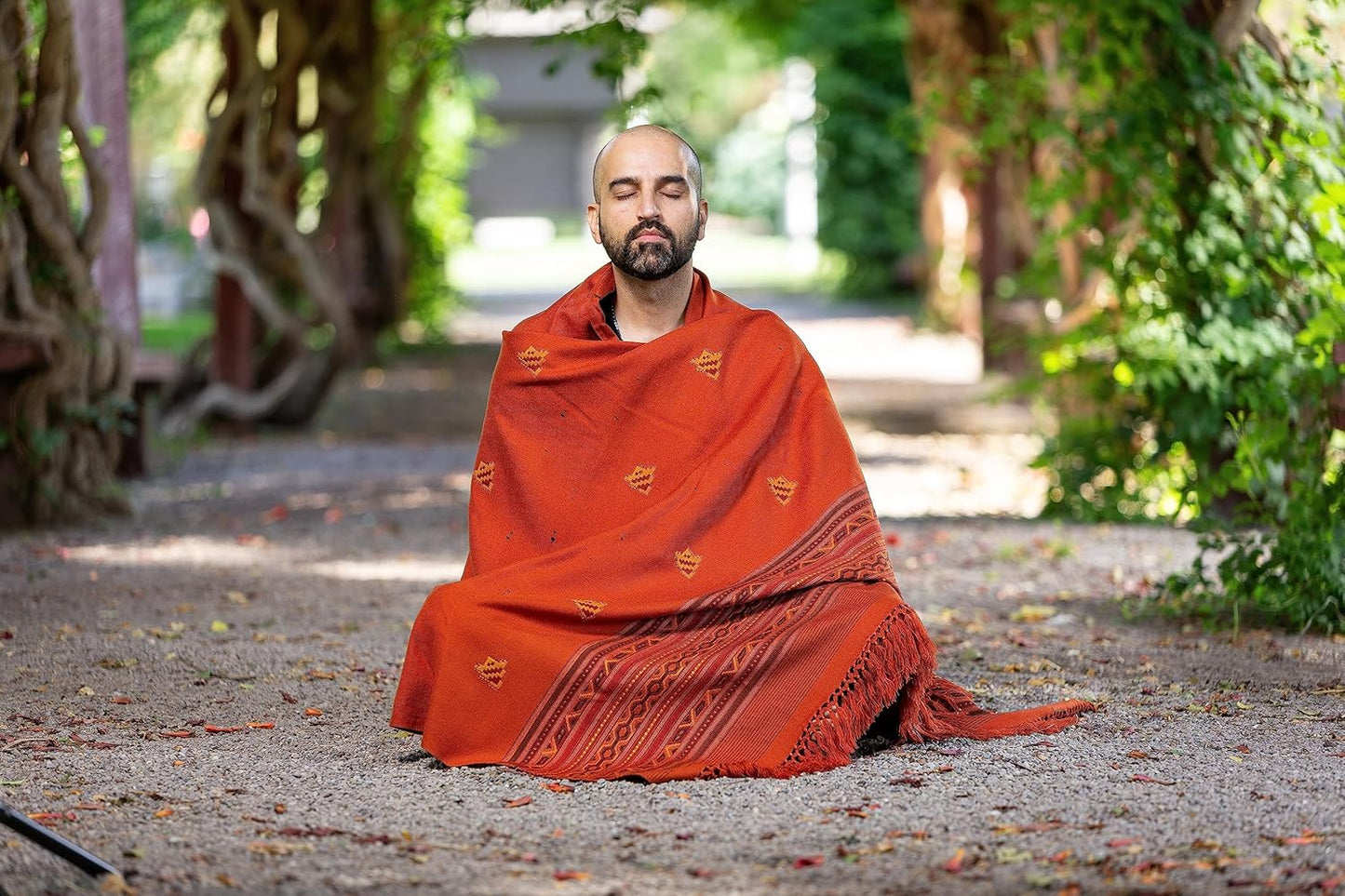 Exotic Vegan Meditation Shawl - Large Unisex Prayer Wrap, Oversize Scarf & Versatile Indian Style Blanket