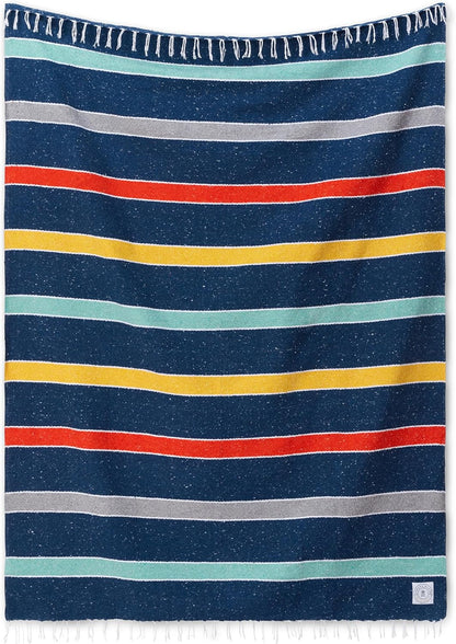 Mexican Blanket by Laguna Beach Textile Co - Beach, Yoga, Camping, or Decorative Throw Blanket - Traditional Handmade Serape (Ivory)