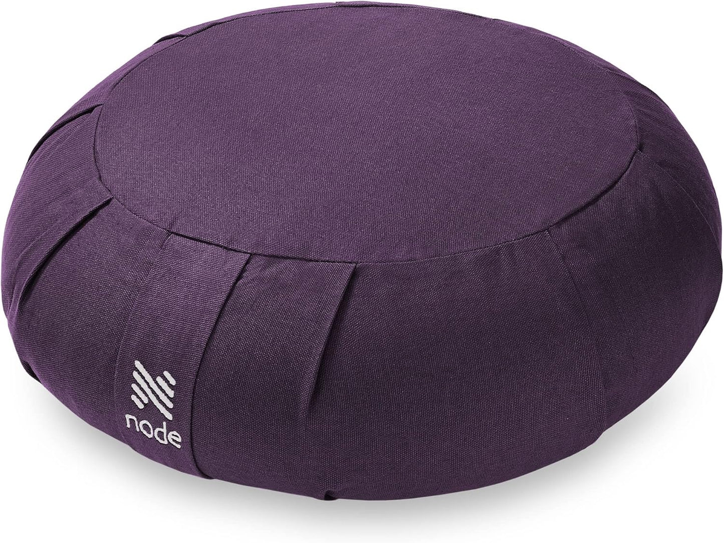 Zafu Meditation Cushion, 15" Round Buckwheat Yoga Pillow with Organic Cotton Cover - Purple