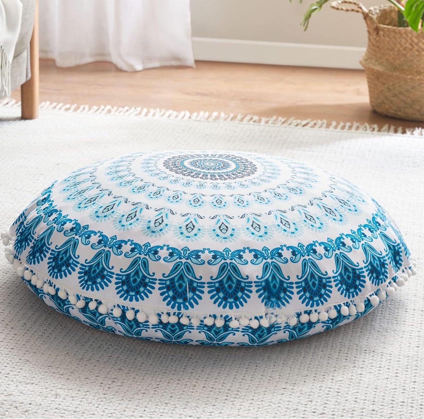 Codi Meditation Floor Pillow Set of 2, Round Large Pillows Seating for Adults, Bohemian Mandala Circle Cushion for Outdoor Fireplace Yoga Living Room, 32 Inch, Memory Foam Added, Purple Orchid NEW