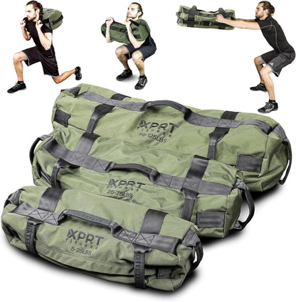 XPRT Fitness Workout Sandbag for Heavy Duty Workout Cross Training 7 Multi-positional Handles - Color Army Green/Black/Camo