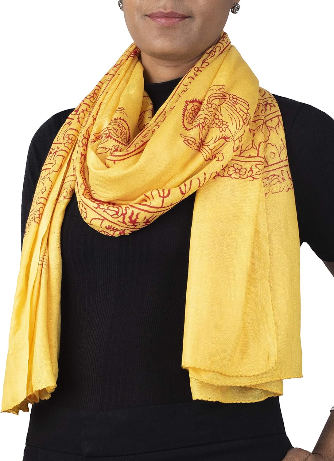 Yoga Scarf Meditation Shawl Large Wrap Hindu Prayer Stole OM Ganesha print