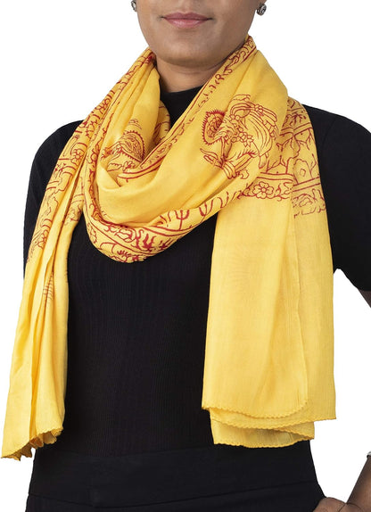 Yoga Scarf Meditation Shawl Large Wrap Hindu Prayer Stole OM Ganesha print
