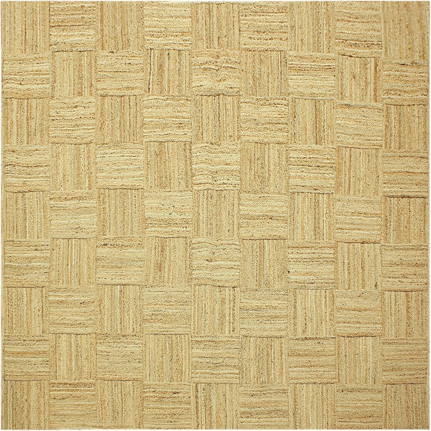 Scalloped Edge Kilim Rug 3' Square Rug Beige & Multicolor Cape Cod Design Carpet Thick 0.27 inches Hand Braided Jute Flatweave Indoor Outdoor Use Rugs for Bedroom, Kitche, Yoga Mat